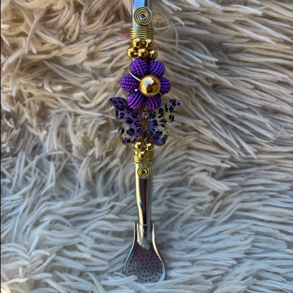 Bombilla con Flor y Mariposa — imagen 1 de 10